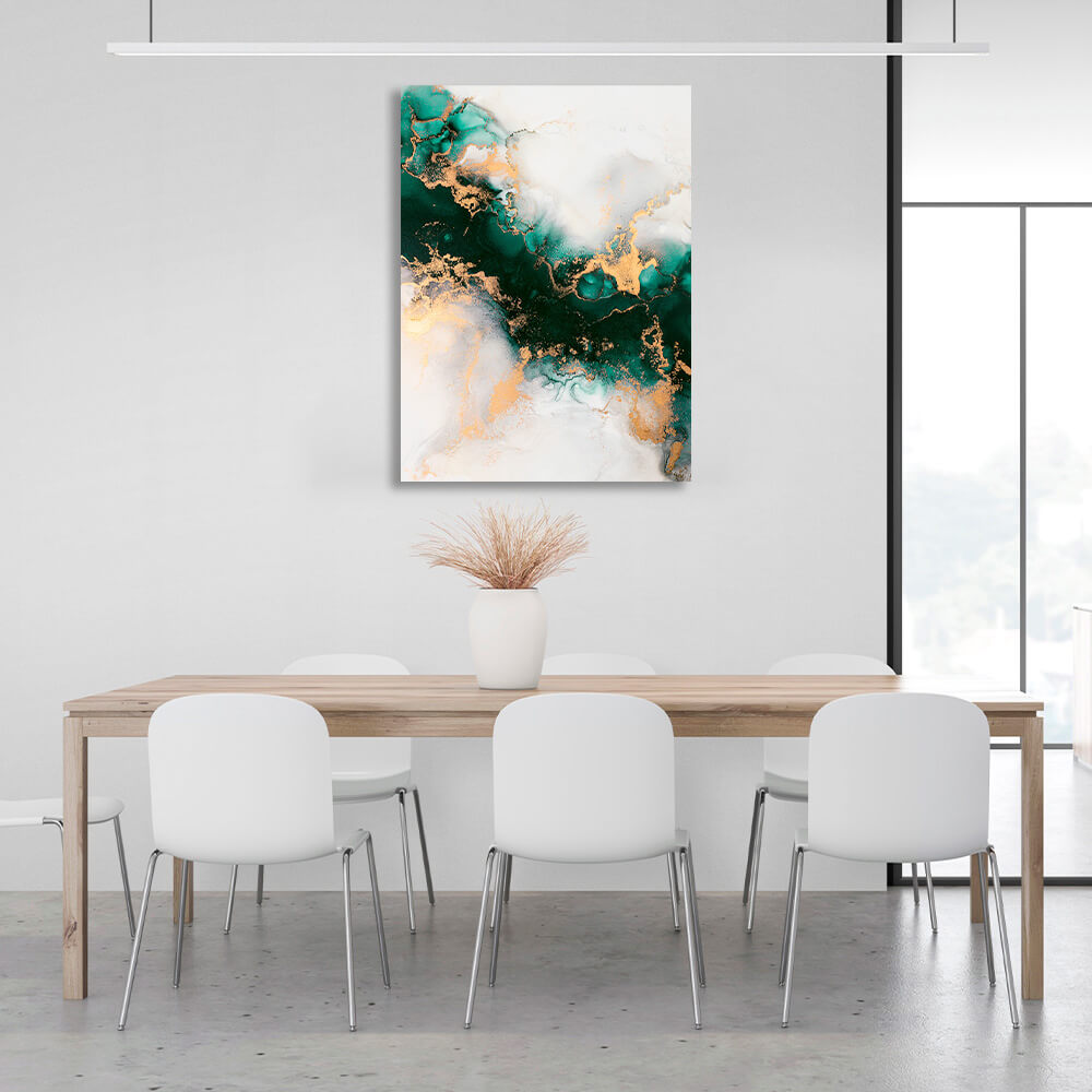 Green-gold with gray elements Abstraction Canvas Wall Art Print