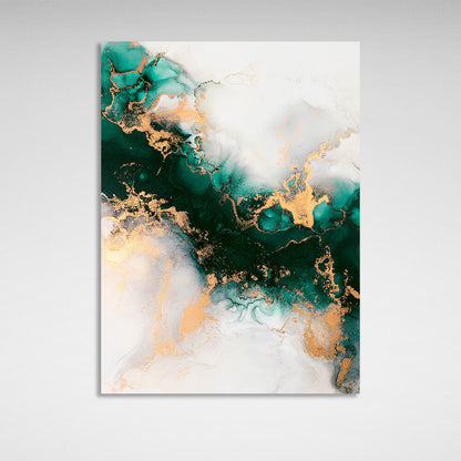 Green-gold with gray elements Abstraction Canvas Wall Art Print