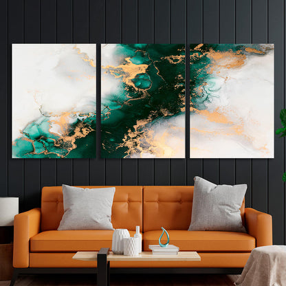 Modular green-gray abstract Multi Panel Canvas Wall Art Print