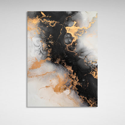 Gray-black and gold Abstraction Canvas Wall Art Print