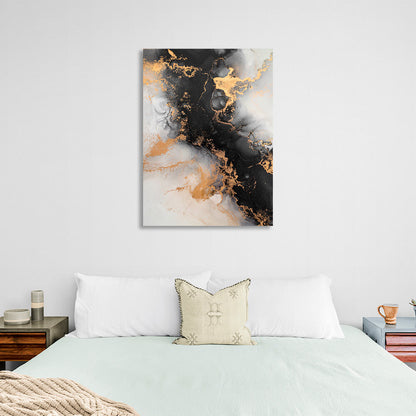 Gray-black and gold Abstraction Canvas Wall Art Print