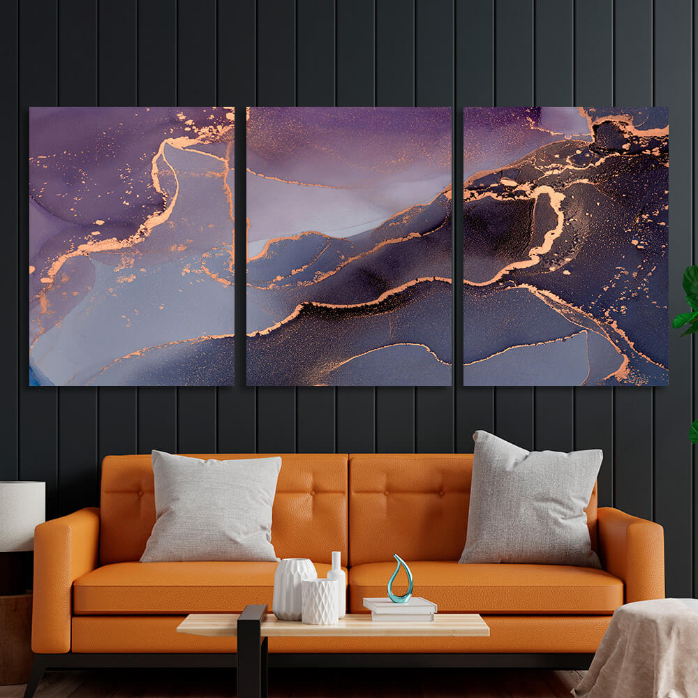 Modular lilac-gold abstractMulti Panel Canvas Wall Art Print