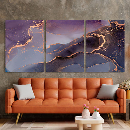 Modular lilac-gold abstractMulti Panel Canvas Wall Art Print