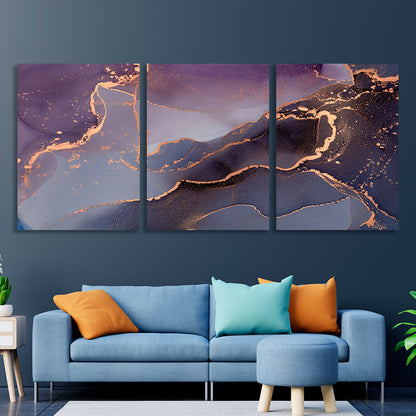 Modular lilac-gold abstractMulti Panel Canvas Wall Art Print