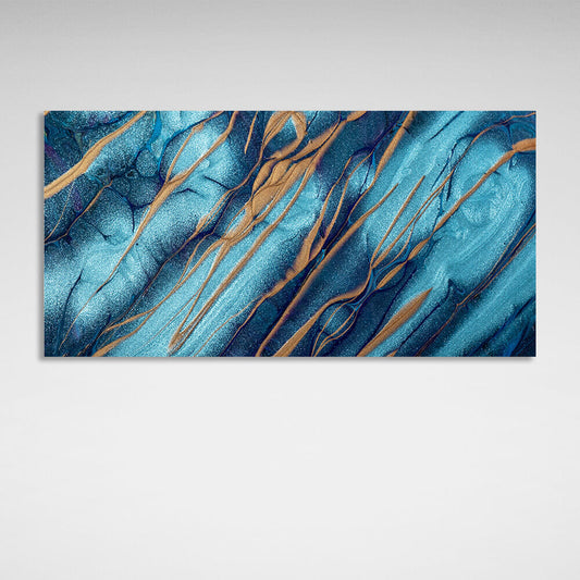 Blue and beige Abstraction Canvas Wall Art Print