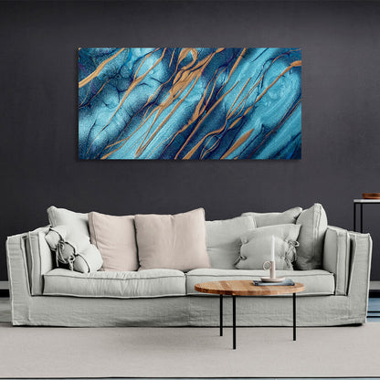 Blue and beige Abstraction Canvas Wall Art Print