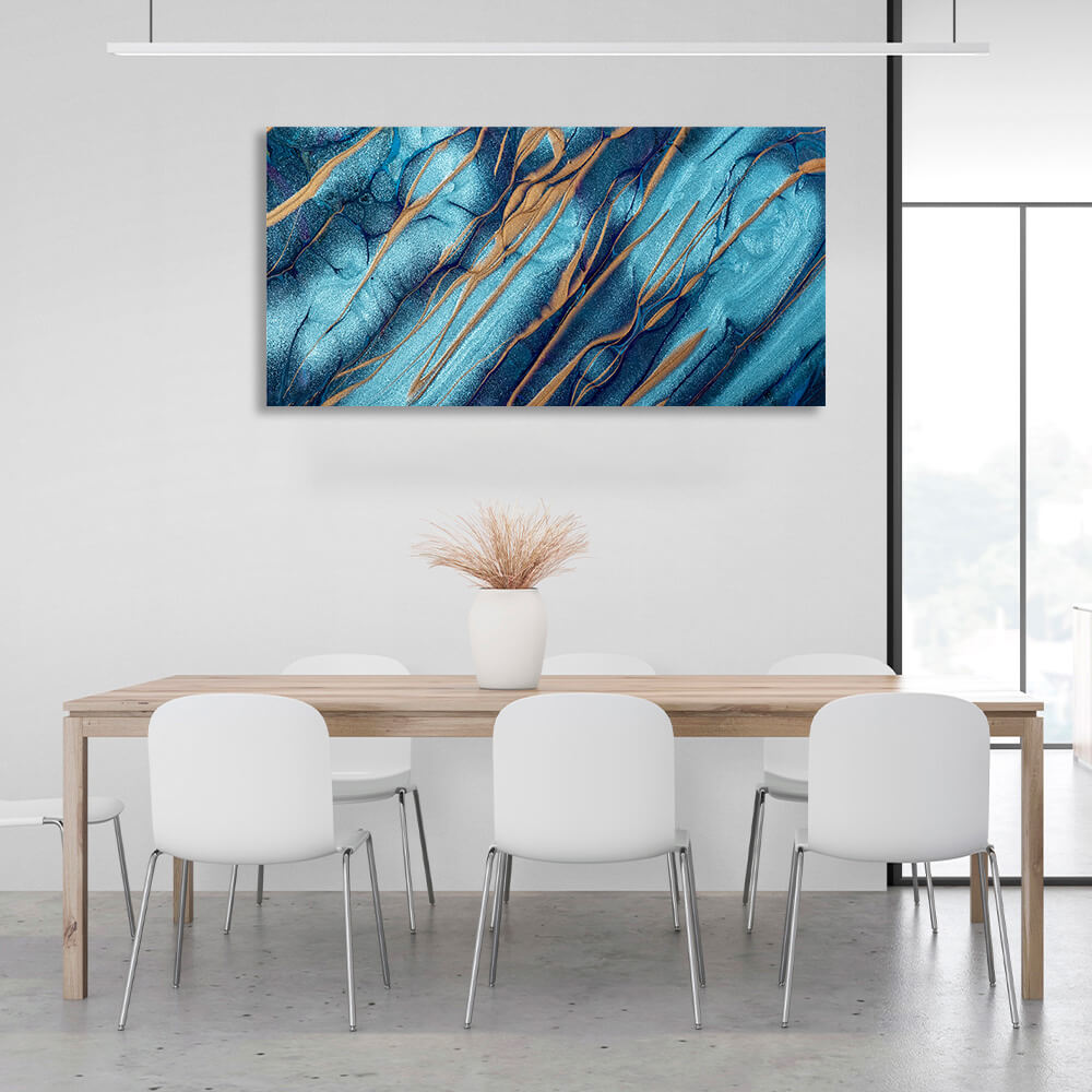 Blue and beige Abstraction Canvas Wall Art Print