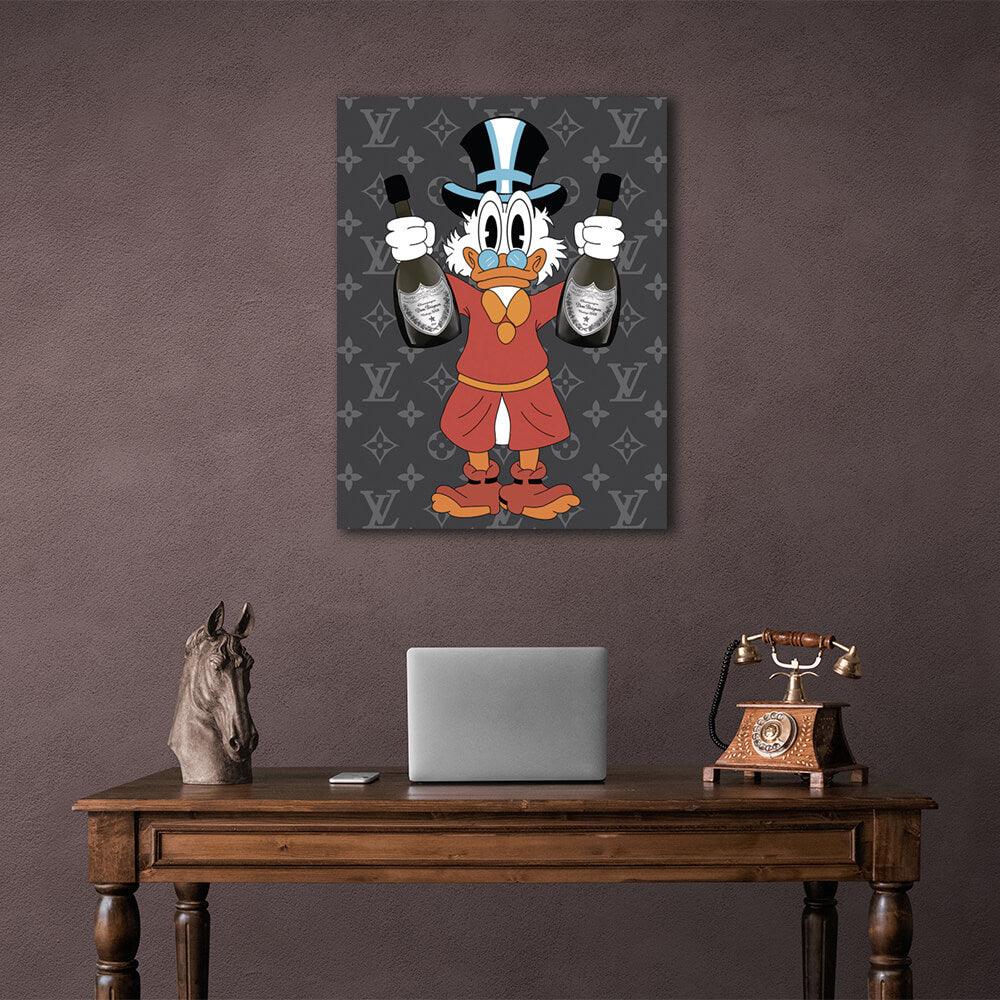 Scrooge with champagne gray Inspirational Canvas Wall Art Print