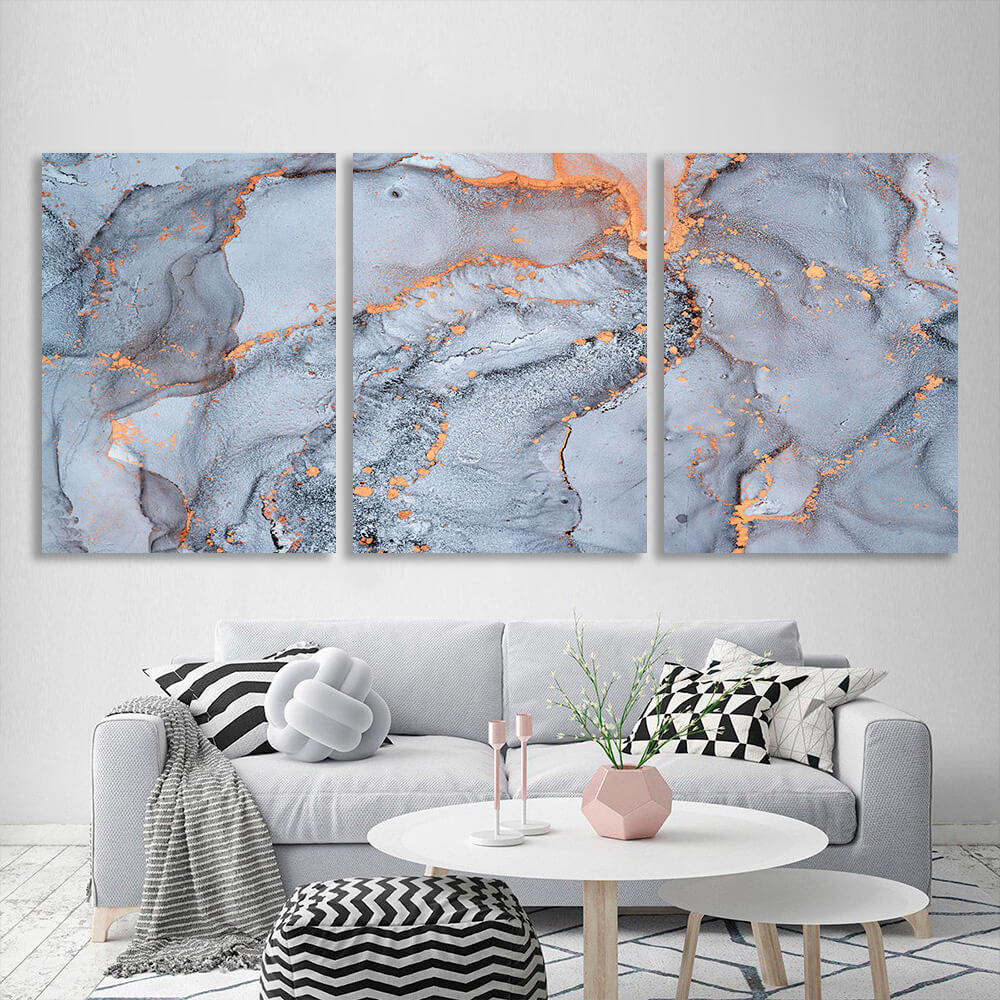 Modular gray-powder abstract Multi Panel Canvas Wall Art Print