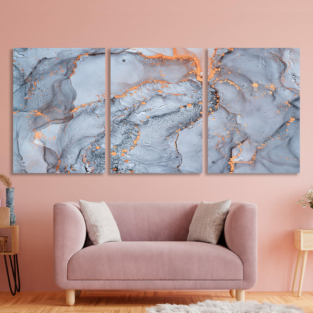 Modular gray-powder abstract Multi Panel Canvas Wall Art Print