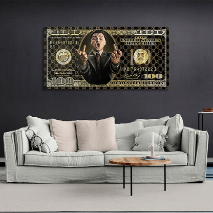 100 dollar bill black and gold The Wolf of Wall Street Motivational Canvas Wall Art Print