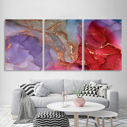 Modular lavender red abstract Multi Panel Canvas Wall Art Print