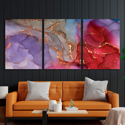 Modular lavender red abstract Multi Panel Canvas Wall Art Print