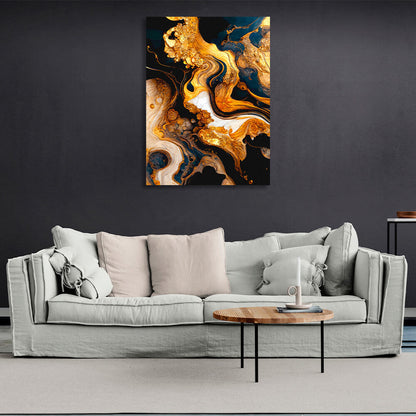 Golden Abstraction Canvas Wall Art Print