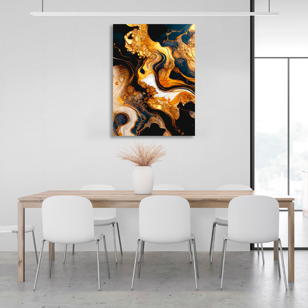 Golden Abstraction Canvas Wall Art Print