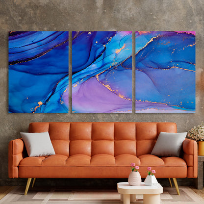 Modular lavender-blue abstract Multi Panel Canvas Wall Art Print