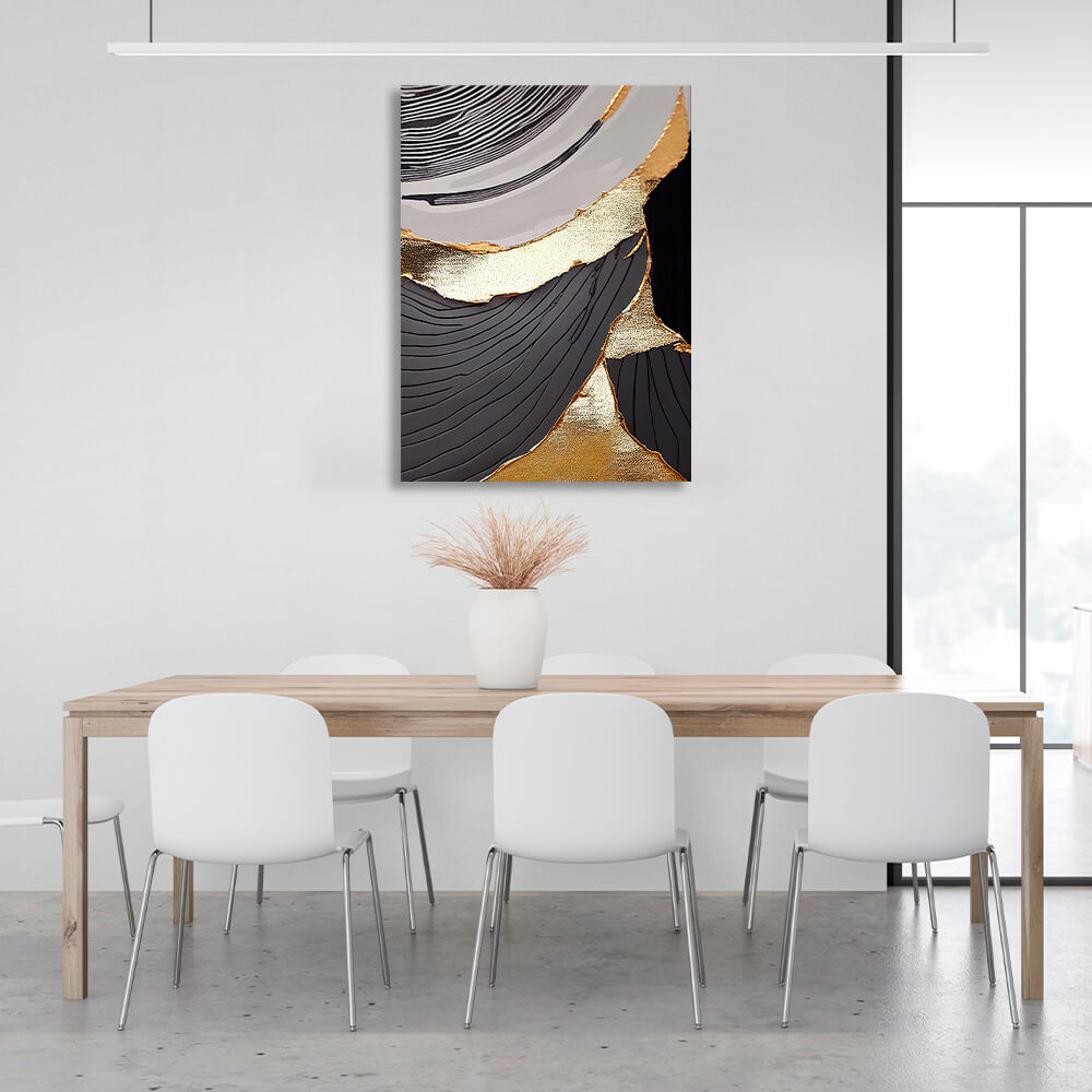 Gray-gold Abstraction Canvas Wall Art Print