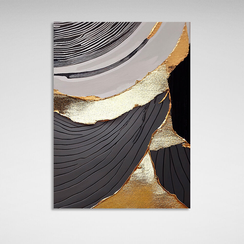 Gray-gold Abstraction Canvas Wall Art Print