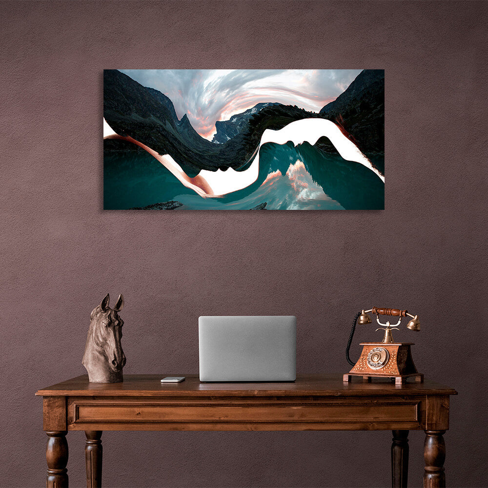 The silhouette of two faces Abstraction Canvas Wall Art Print