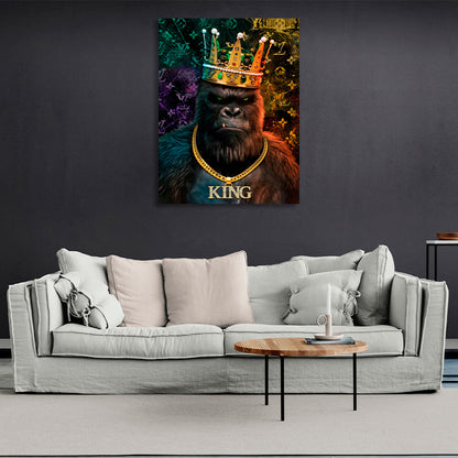 Royal gorilla Motivational Canvas Wall Art Print