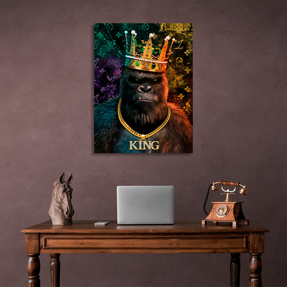 Royal gorilla Motivational Canvas Wall Art Print