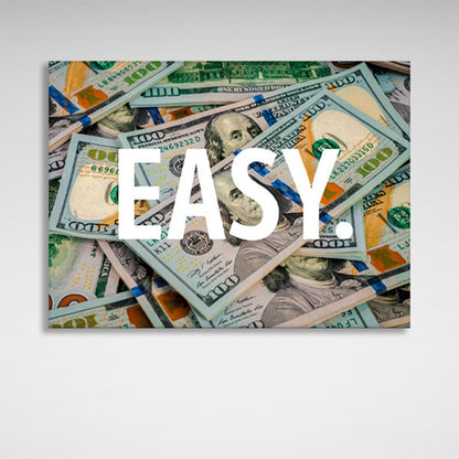 """EASY.""  Inspirational Canvas Wall Art Print"