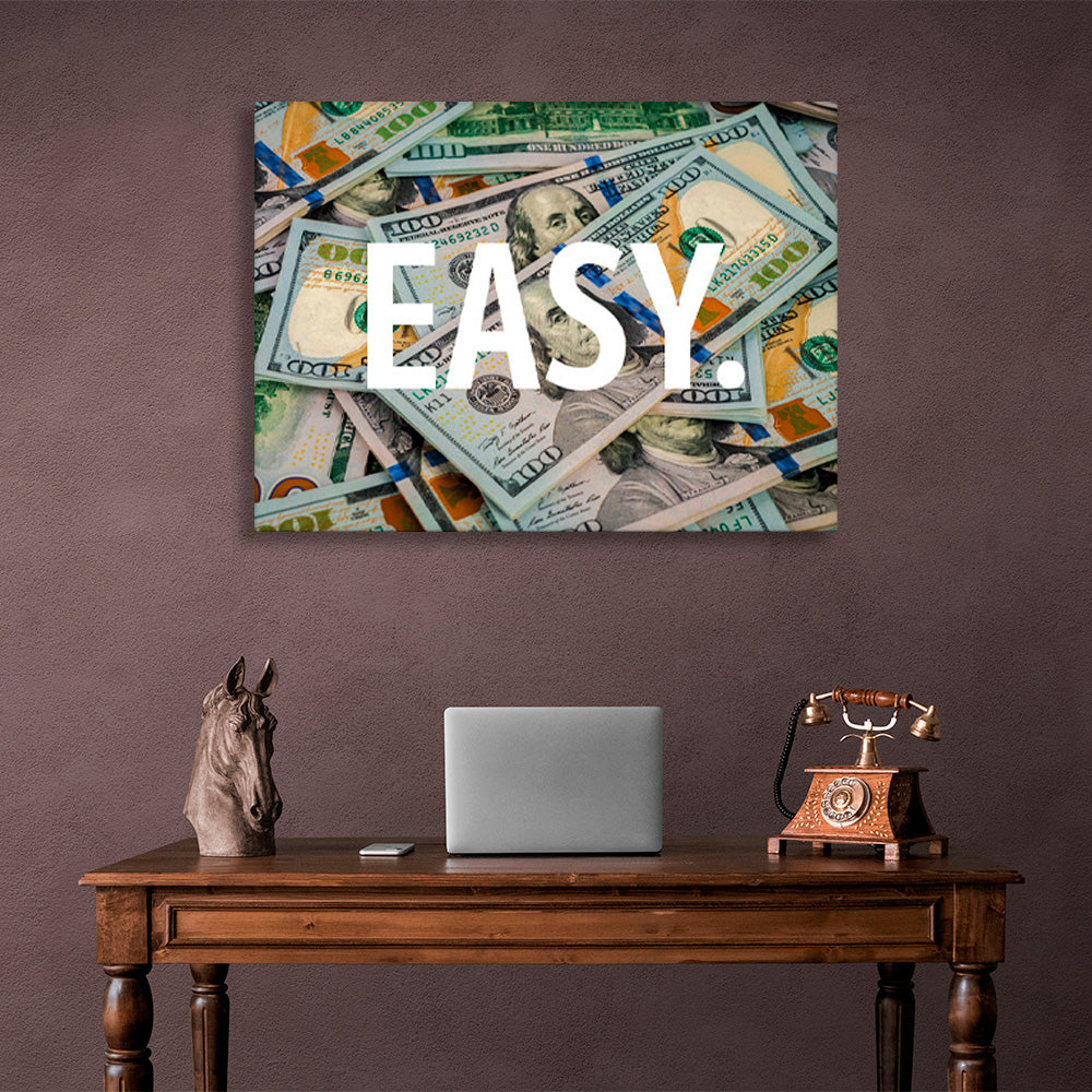 """EASY.""  Inspirational Canvas Wall Art Print"