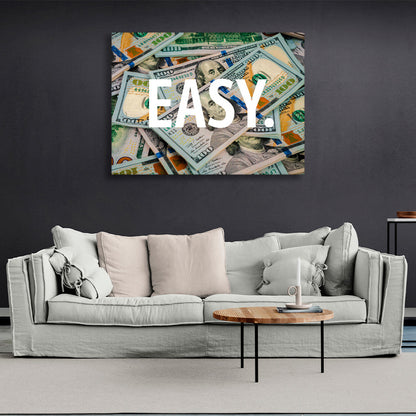 """EASY.""  Inspirational Canvas Wall Art Print"