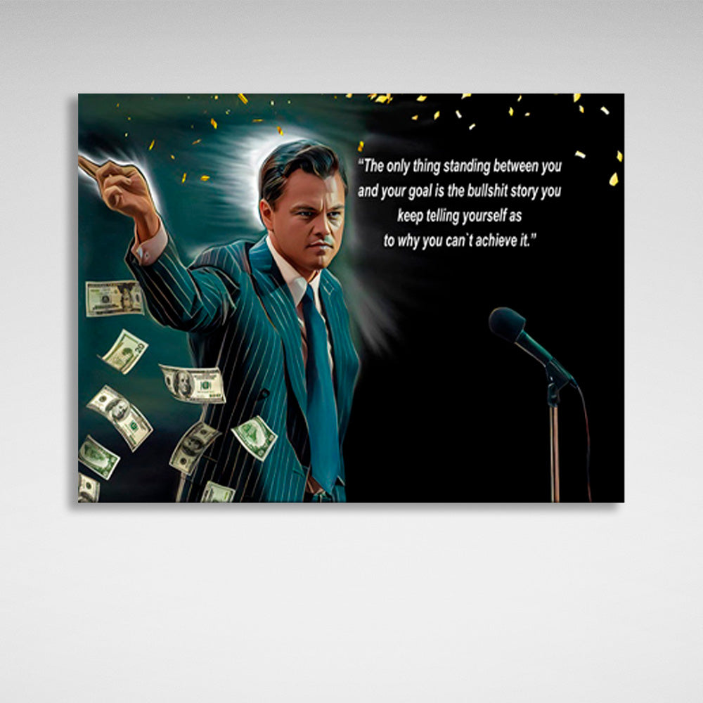 Leonardo DiCaprio and a motivational inscription Motivational Canvas Wall Art Print