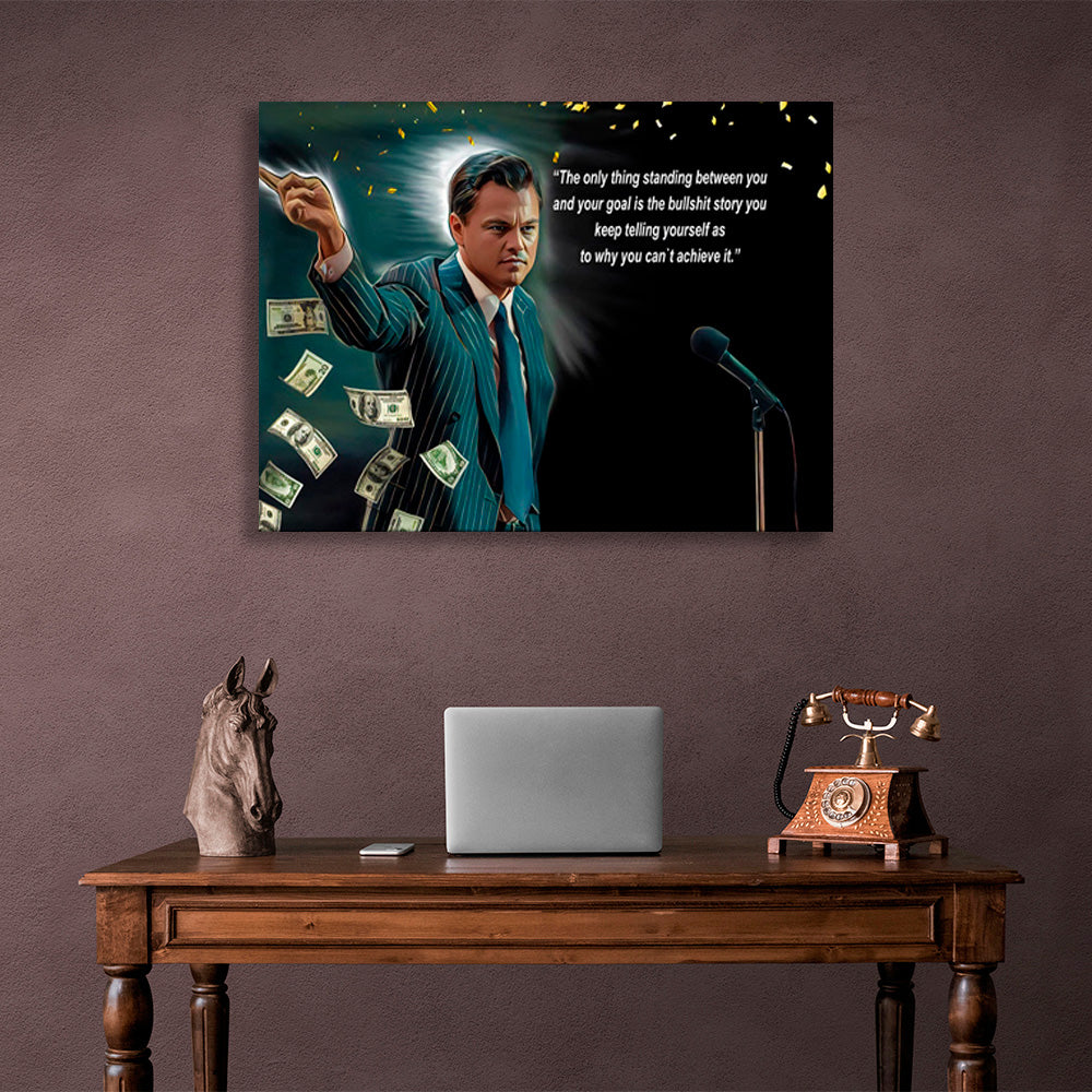 Leonardo DiCaprio and a motivational inscription Motivational Canvas Wall Art Print