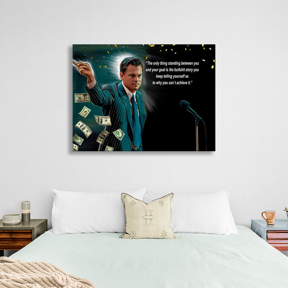 Leonardo DiCaprio and a motivational inscription Motivational Canvas Wall Art Print