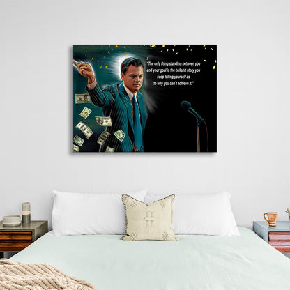 Leonardo DiCaprio and a motivational inscription Motivational Canvas Wall Art Print