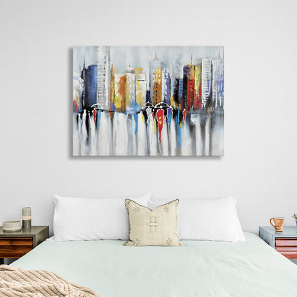 Imitation painting of an evening city Canvas Wall Art Print