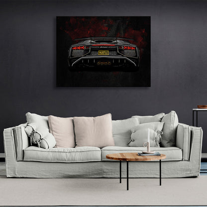 Lamborghini Aventador rear view Canvas Wall Art Print