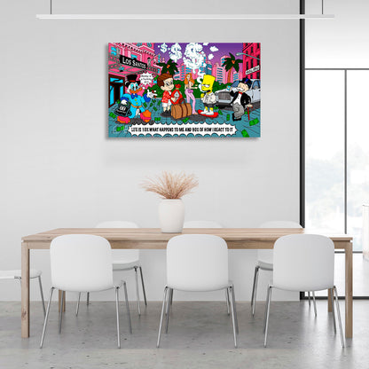 Scrooge, Bart Simson, Alec Monopoly and their friends Inspirational Canvas Wall Art Print