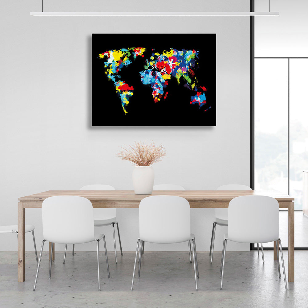 World map abstract Canvas Wall Art Print