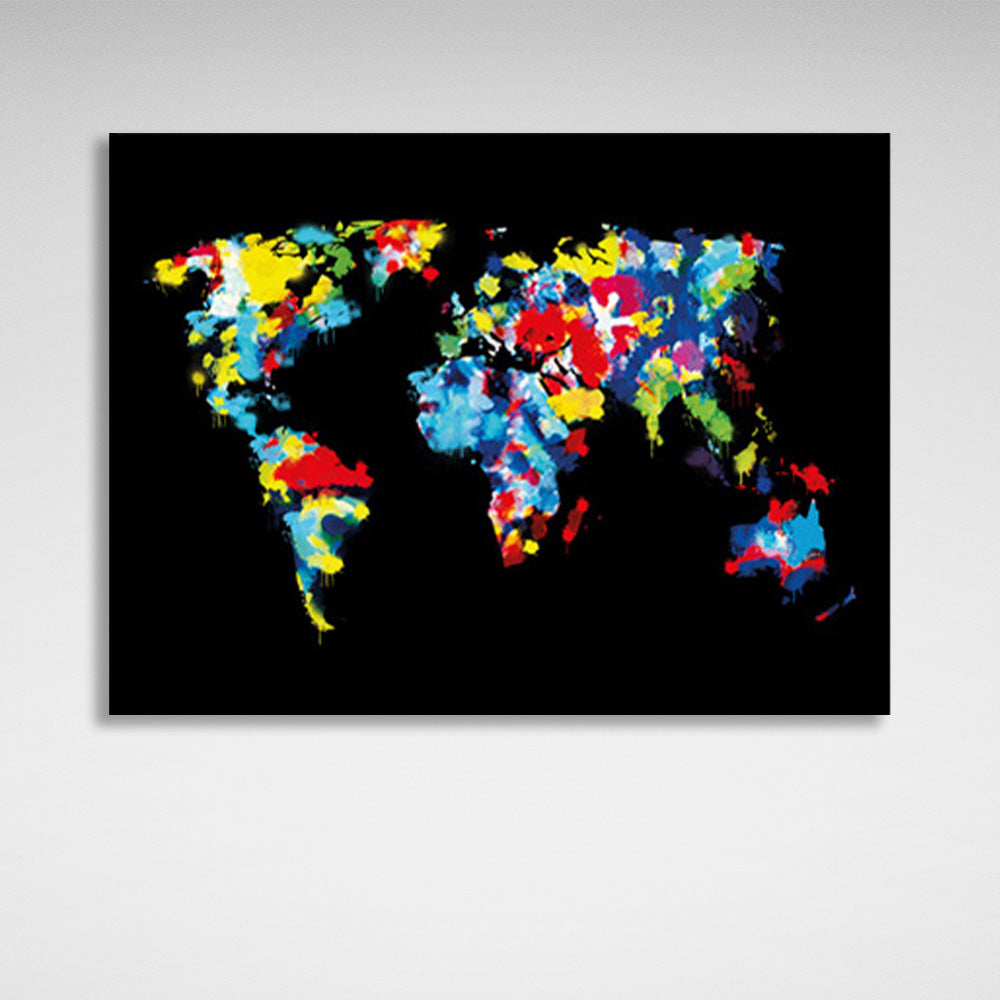 World map abstract Canvas Wall Art Print