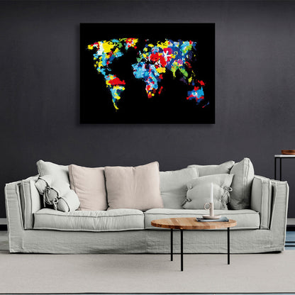 World map abstract Canvas Wall Art Print