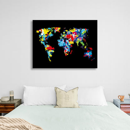 World map abstract Canvas Wall Art Print