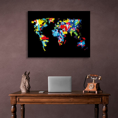 World map abstract Canvas Wall Art Print