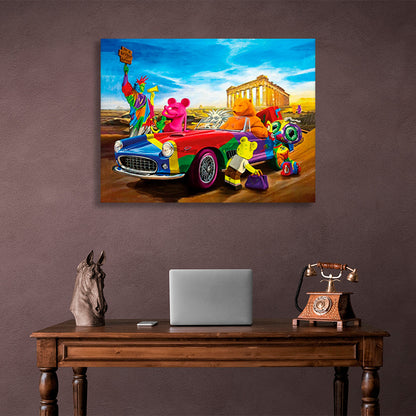 Characters in a bright color scheme Canvas Wall Art Print