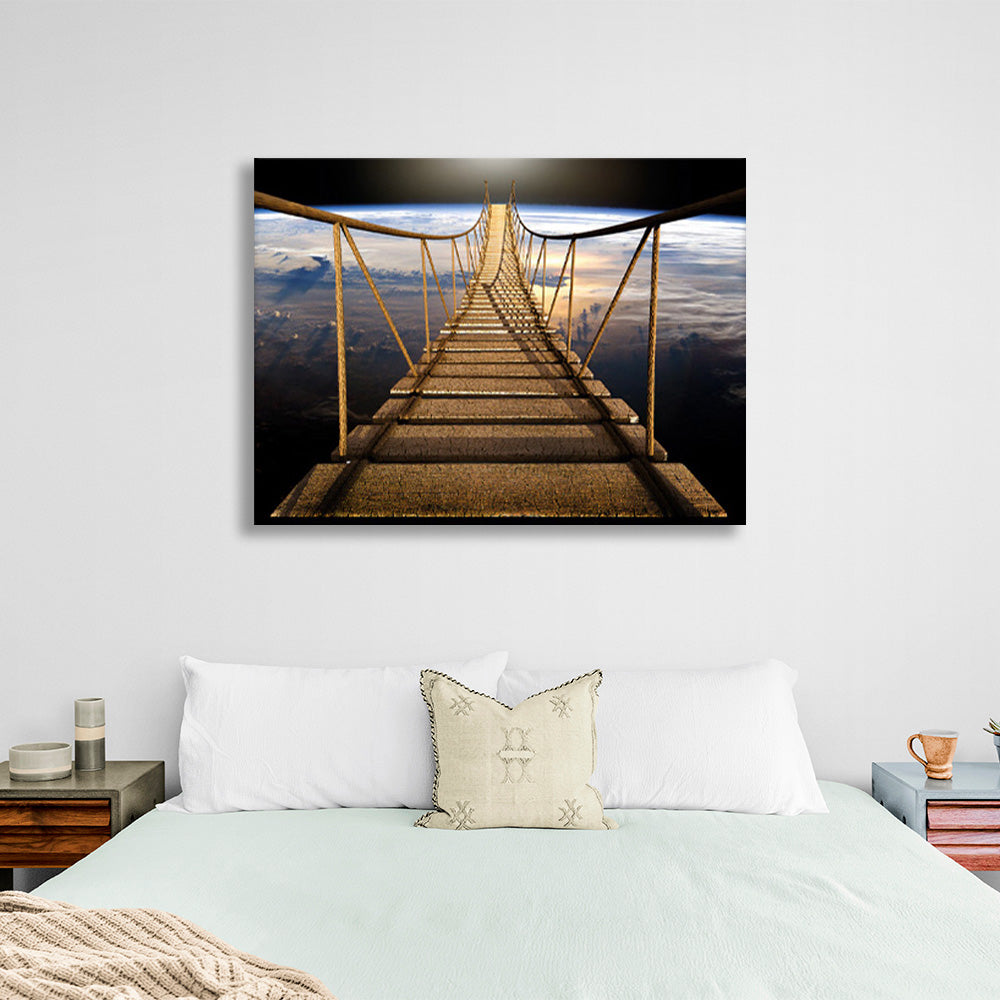 A bridge over the planet Canvas Wall Art Print