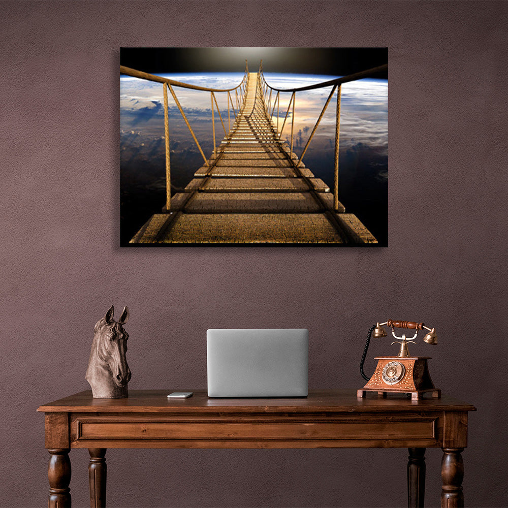 A bridge over the planet Canvas Wall Art Print