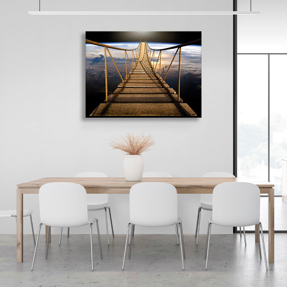 A bridge over the planet Canvas Wall Art Print