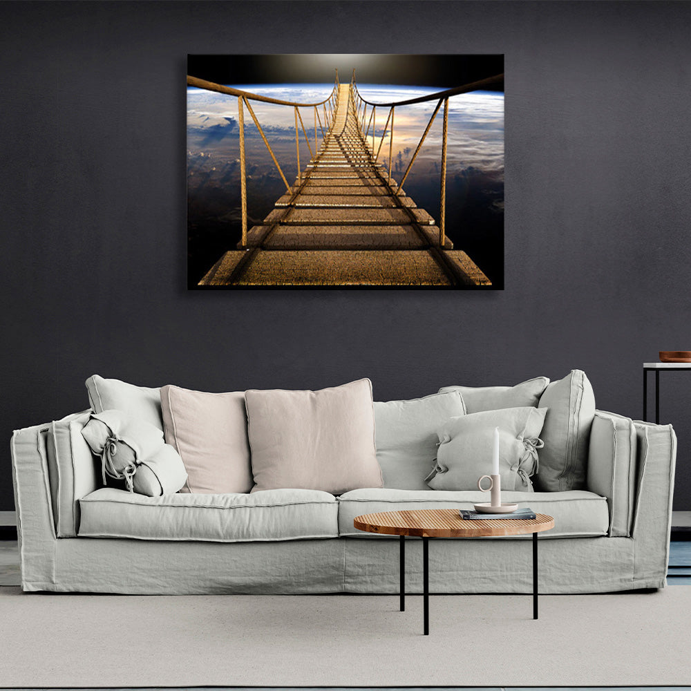 A bridge over the planet Canvas Wall Art Print