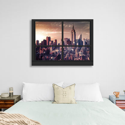 View of the big city Canvas Wall Art Print