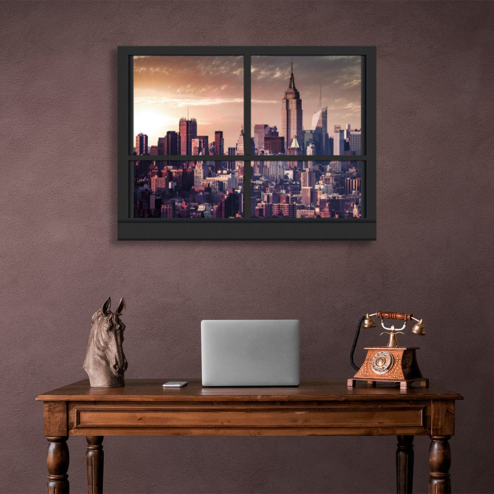 View of the big city Canvas Wall Art Print