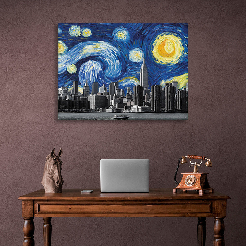 Big city imitation painting Canvas Wall Art Print