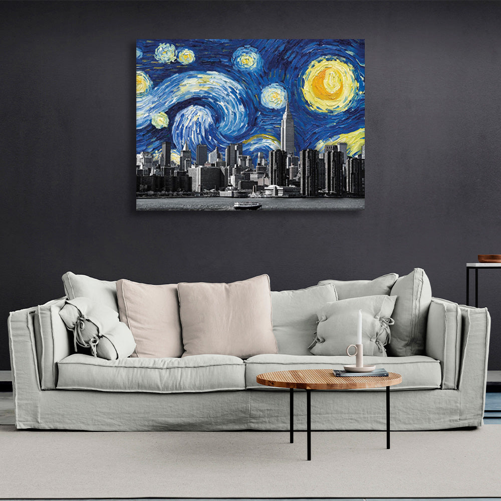 Big city imitation painting Canvas Wall Art Print