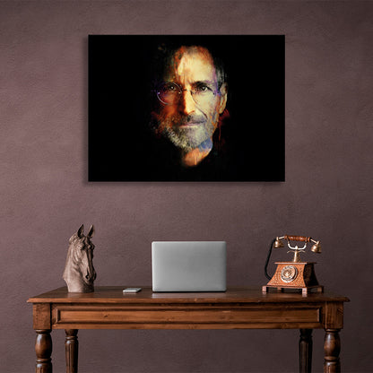 Steve Jobs on black background Canvas Wall Art Print